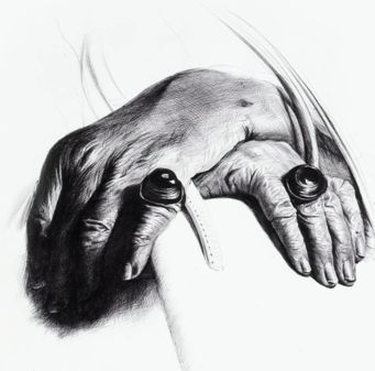 Drawing titled "Hands" by Bharti Yadav, Original Artwork, Ballpoint pen