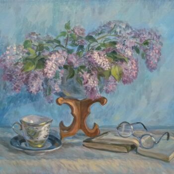 Pintura titulada "Still life with lil…" por Shalo"De Sagatel, Obra de arte original, Oleo