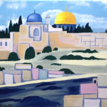 Картина под названием "The Temple Mount Pa…" - Adelle Jean, Подлинное произведение искусства, Масло