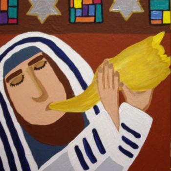 Painting titled "Sounf the Shofar I" by Adelle Jean, Original Artwork