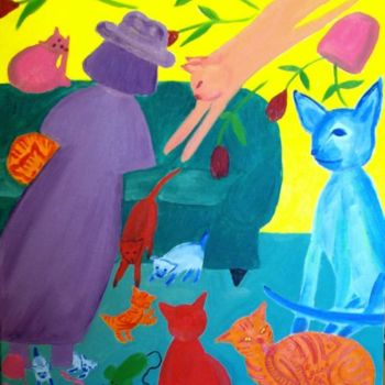 Картина под названием "Purple Lady who Liv…" - Adelle Jean, Подлинное произведение искусства