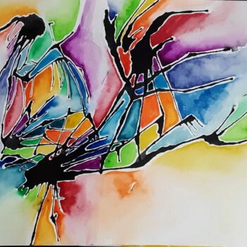 Peinture intitulée "Lightning colors" par Shamayra Smail, Œuvre d'art originale, Aquarelle