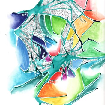 Peinture intitulée "spidermesh" par Shamayra Smail, Œuvre d'art originale, Aquarelle