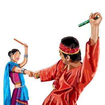 Arts numériques intitulée "Dandiya Dance - A s…" par Shamim Shaikh, Œuvre d'art originale, Travail numérique 2D