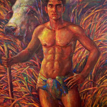 Painting titled "Confidence" by Shanaka Kulatunga, Original Artwork, Oil Mounted on Wood Stretcher frame