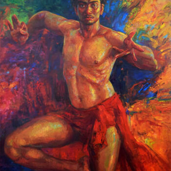 Pittura intitolato "Vibrance of Posture" da Shanaka Kulatunga, Opera d'arte originale, Olio Montato su Telaio per barella in…