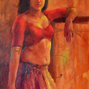 Pintura intitulada "The Lady of the Hou…" por Shanaka Kulatunga, Obras de arte originais, Óleo Montado em Armação em madeira