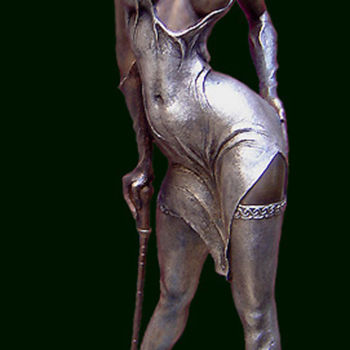 Sculpture titled ""Girl with a walkin…" by Shanaro, Original Artwork, Metals