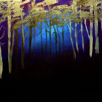 Картина под названием "nitetime-woods.jpg" - Shan Rodgers, Подлинное произведение искусства, Масло