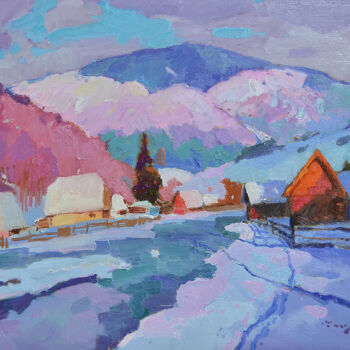 Картина под названием "Winter Ways" - Alexander Shandor, Подлинное произведение искусства, Масло Установлен на Деревянная ра…