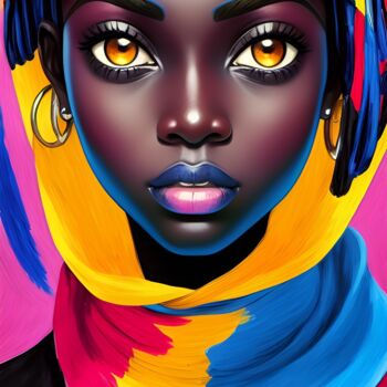 Digital Arts titled "Eyes of Senegal" by Shannon Dada, Original Artwork, Digital Painting