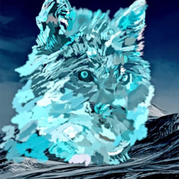 Arte digitale intitolato "A blue wolf" da Shanny Ask Lasasa, Opera d'arte originale, Pittura digitale