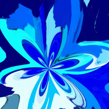 Artes digitais intitulada "Blue ice flower" por Shanny Ask Lasasa, Obras de arte originais, Pintura digital