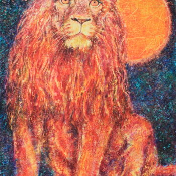 Dessin intitulée "Солнечный лев" par Iuliia Gordeeva, Œuvre d'art originale, Huile