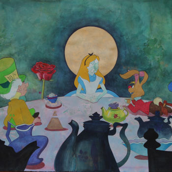 Malerei mit dem Titel "Its Always Tea Time…" von Shanzay Subzwari, Original-Kunstwerk, Gouache