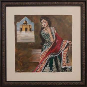 Painting titled "Ancient Woman Detai…" by Shanzay Subzwari, Original Artwork, Acrylic
