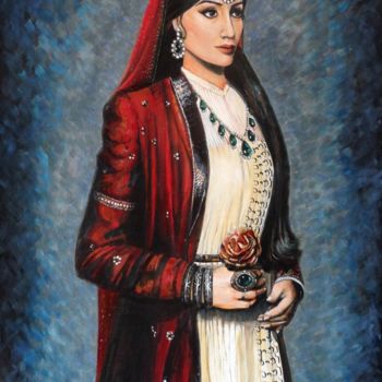 Painting titled "Bride Portrait with…" by Shanzay Subzwari, Original Artwork, Acrylic