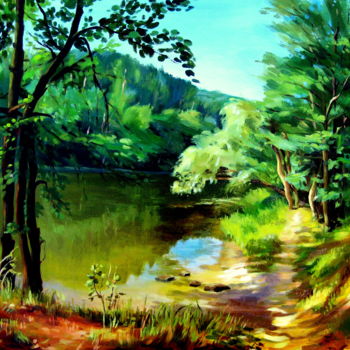 Peinture intitulée "lac" par Svetlana Laurent, Œuvre d'art originale, Huile