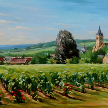 Painting titled "paysage-champenois…" by Svetlana Laurent, Original Artwork, Oil