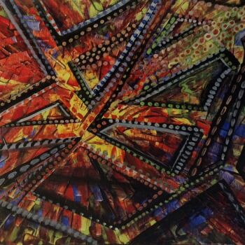 Картина под названием "Beaded Geometric 2" - Shar'S Art, Подлинное произведение искусства, Акрил Установлен на Деревянная ра…
