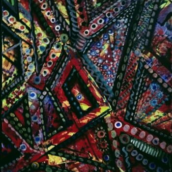 Картина под названием "African Beaded Geom…" - Shar'S Art, Подлинное произведение искусства, Акрил
