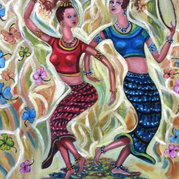 Painting titled "Восточный танец по-…" by Elena Sharagova, Original Artwork