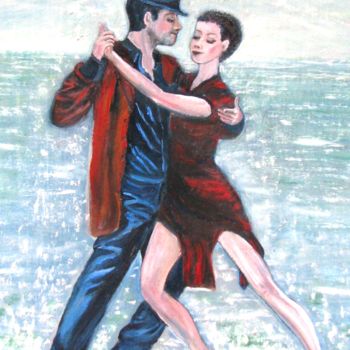 Painting titled "Танго на краю." by Elena Sharagova, Original Artwork, Oil
