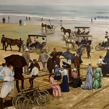 Schilderij getiteld "Daytona beach 1904" door Sharareh Darougheh (Sheriartwork), Origineel Kunstwerk, Olie