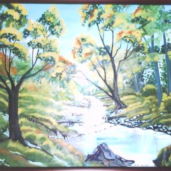 Painting titled "Forest painting - b…" by Sharmila Sharma, Original Artwork, Oil