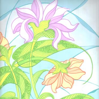 Painting titled "silky-flower-by-sha…" by Sharmila Sharma, Original Artwork, Watercolor