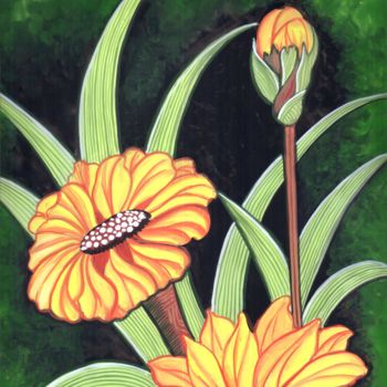 Painting titled "yellow-flower-by-sh…" by Sharmila Sharma, Original Artwork, Watercolor