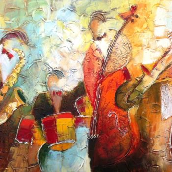 Pittura intitolato "Jazz Swing" da Shaul Kosman, Opera d'arte originale, Olio