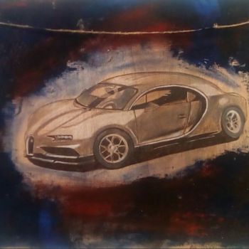 Painting titled "Bugatti car" by Shd Bees, Original Artwork, Watercolor