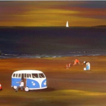 Schilderij getiteld "VW Beach" door Shearart.Blogspot, Origineel Kunstwerk