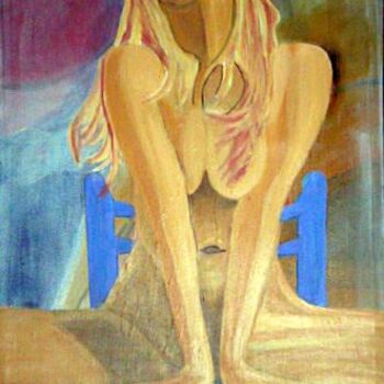 Painting titled "Blond with blue cha…" by Shearart.Blogspot, Original Artwork