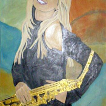 Pintura titulada "Blond with Sax" por Shearart.Blogspot, Obra de arte original