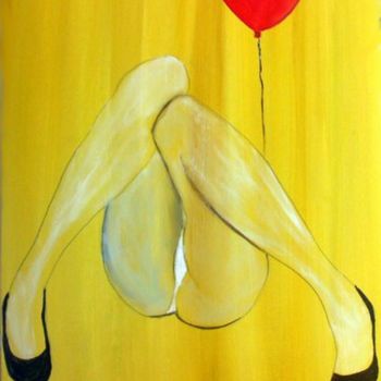 Schilderij getiteld "Red balloon" door Shearart.Blogspot, Origineel Kunstwerk, Olie