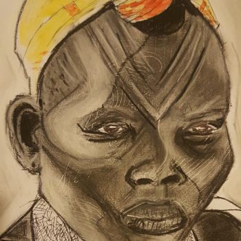 Drawing titled "Africa #2" by Sheba Veronica Darby, Original Artwork, Charcoal