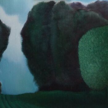 Pintura intitulada "L'arbre vert" por Sheila Querre, Obras de arte originais, Óleo