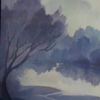 Pintura intitulada "La Dordogne à Civrac" por Sheila Querre, Obras de arte originais, Óleo Montado em Outro painel rígido