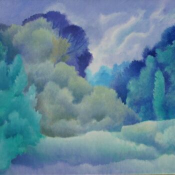Peinture intitulée "rêves bleus" par Sheila Querre, Œuvre d'art originale, Huile