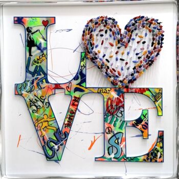 Γλυπτική με τίτλο "Love Heart Army" από Shelby, Αυθεντικά έργα τέχνης, Αλουμίνιο