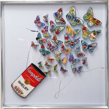 Sculpture titled "Campbell's butterfl…" by Shelby, Original Artwork, Aluminium Mounted on Wood Stretcher frame