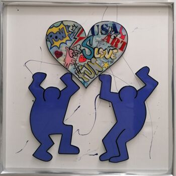 "Sweet Heart X K.Har…" başlıklı Heykel Shelby tarafından, Orijinal sanat, Alüminyum Ahşap Sedye çerçevesi üzerine monte edil…