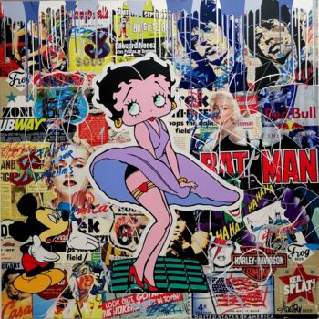 Коллажи под названием "Boop Marilyn" - Shelby, Подлинное произведение искусства, Акрил Установлен на Деревянная панель