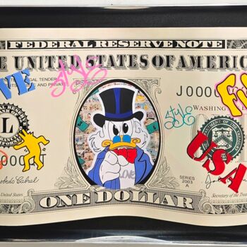Sculpture titled "Picsou Dollar" by Shelby, Original Artwork, Aluminium Mounted on Wood Stretcher frame
