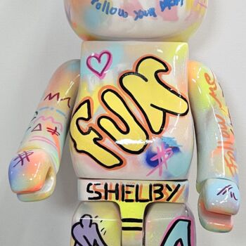 Sculpture intitulée "Bearbrick Fun" par Shelby, Œuvre d'art originale, Acrylique