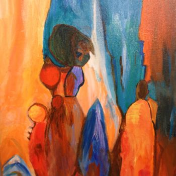 Peinture intitulée "The nomadic masais" par Shelina Khimji, Œuvre d'art originale, Acrylique