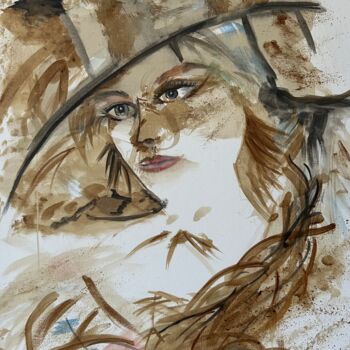 Painting titled "Enigmatic" by Shelina Khimji, Original Artwork, Watercolor Mounted on Wood Stretcher frame