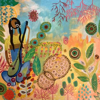 Картина под названием "music and nature ab…" - Shelja_arts Shelja Garg, Подлинное произведение искусства, Акрил